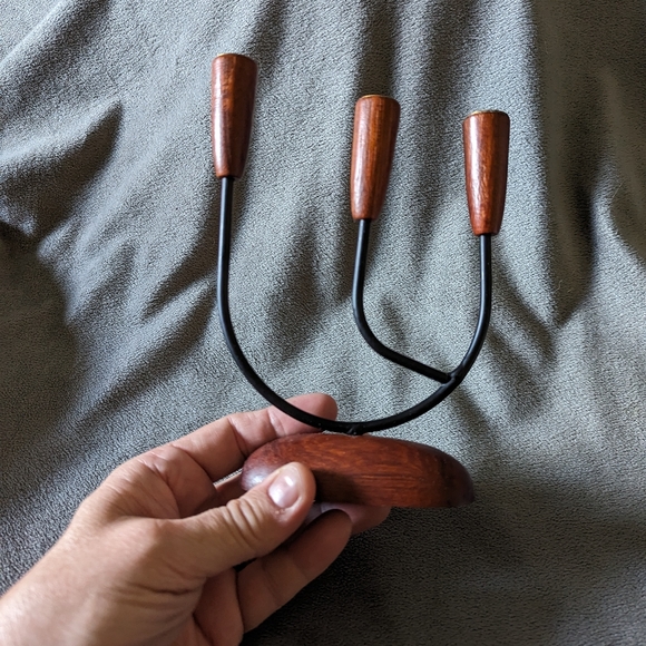 SMALL MID CENTURY MODERN MCM TEAK CANDELABRA 3 ARMS DENMARK - Picture 6 of 7